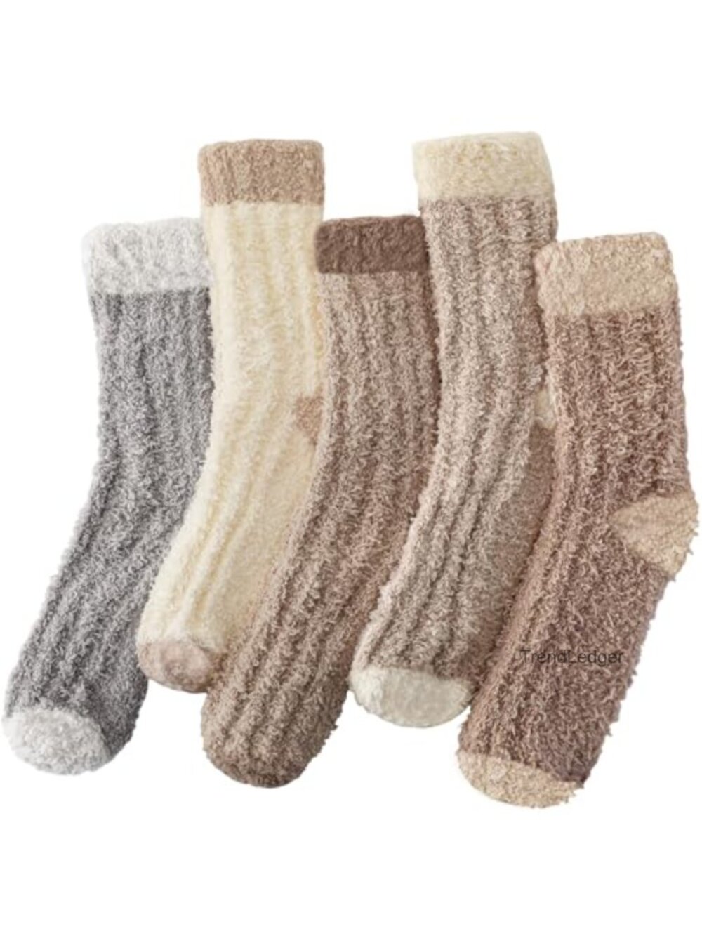 Women's Fuzzy Slipper Socks 5 Pairs Polyester Spandex Warm Cozy Winter